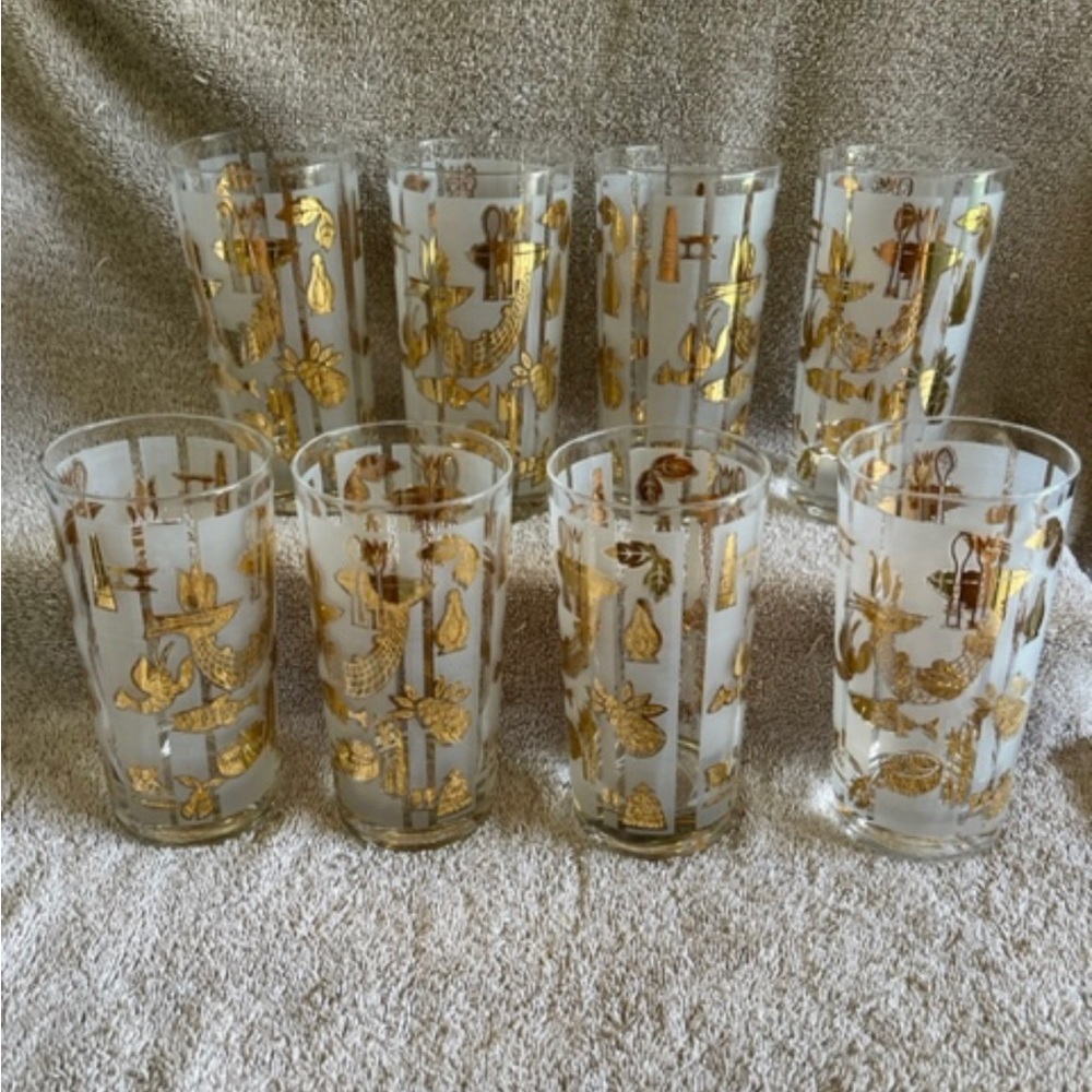 Vintage Culver Highball Glasses1950-1960. Gold Trim